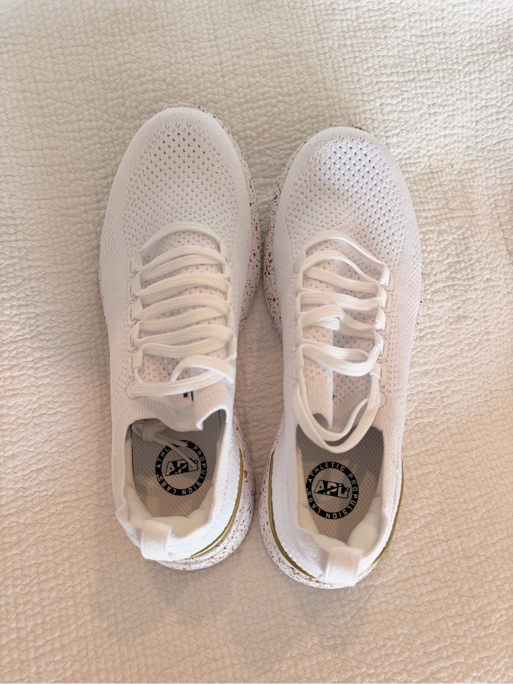 NEW APL Women's Techloom Breeze White Gold Knit Mesh Running Sneaker Shoe 7